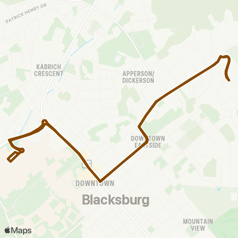 Blacksburg Transit Harding Avenue map