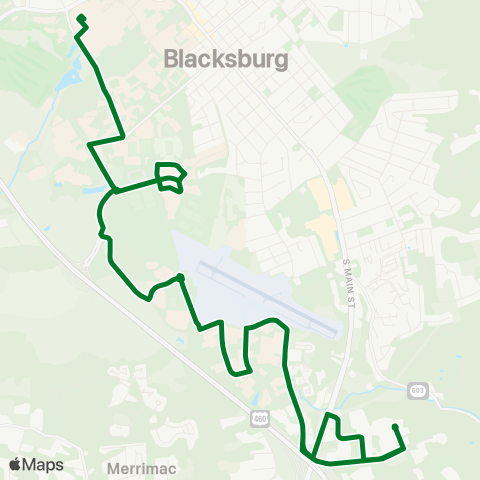 Blacksburg Transit Corporate Research Center Shuttle map