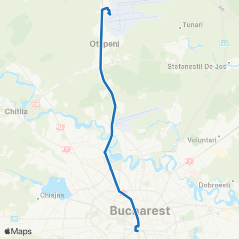 STB - Societatea de Transport București Piata Unirii 2–Aeroport Henri Coanda Sosiri map