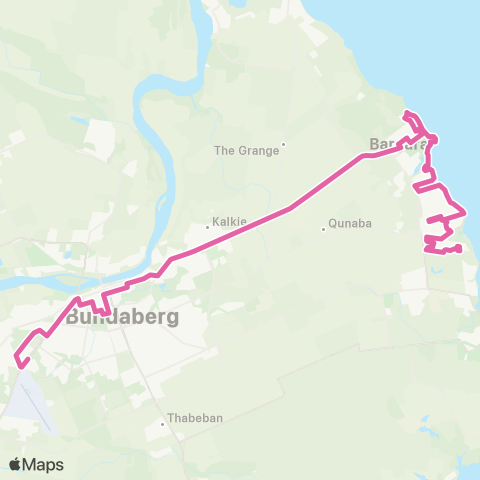 Translink Bundaberg Innes Pk N - Sugarland via City and Bargara map