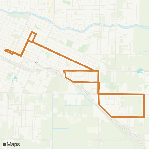 The Bus Merced South-East map