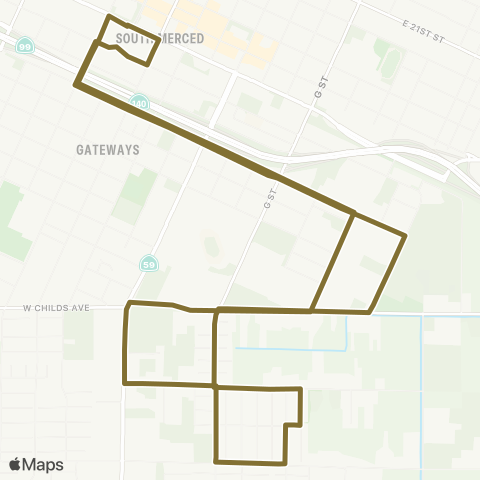 The Bus South G Street Route map