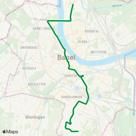 BVB - Basler Verkehrs-Betriebe Basel, Aeschenplatz - Basel, Bruderholz map