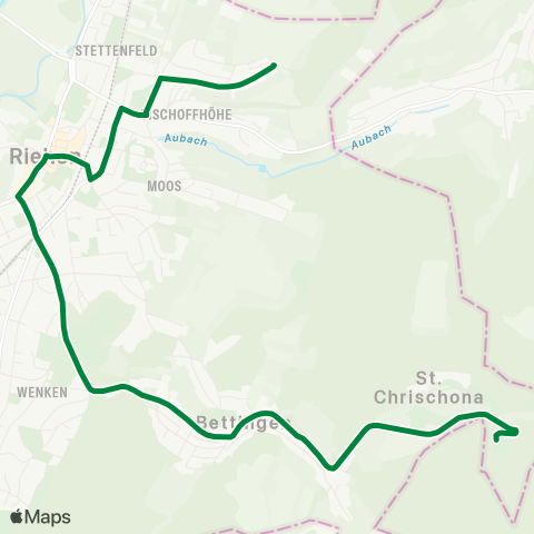 BVB - Basler Verkehrs-Betriebe Riehen, Rotengraben - Bettingen, Chrischonaklinik map