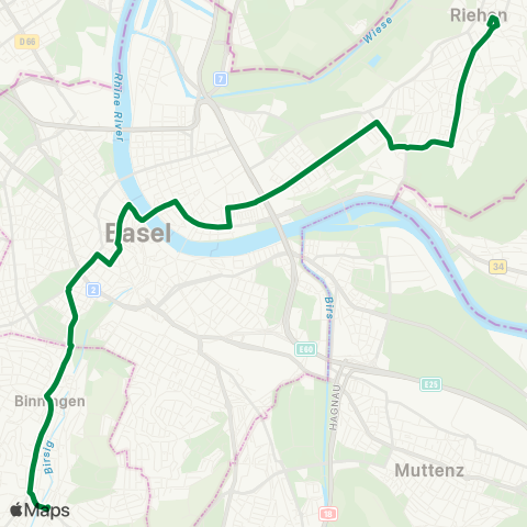 BVB - Basler Verkehrs-Betriebe Riehen, Bahnhof - Bottmingen, Schloss map