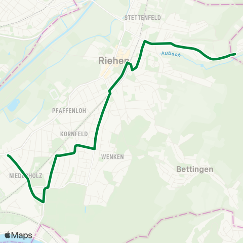 BVB - Basler Verkehrs-Betriebe Inzlingen, Zoll - Riehen, Habermatten map