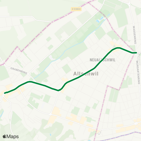 BVB - Basler Verkehrs-Betriebe Basel, Morgartenring - Allschwil, Dorf map