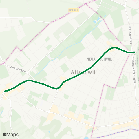 BVB - Basler Verkehrs-Betriebe Allschwil, Dorf - Basel, Morgartenring map