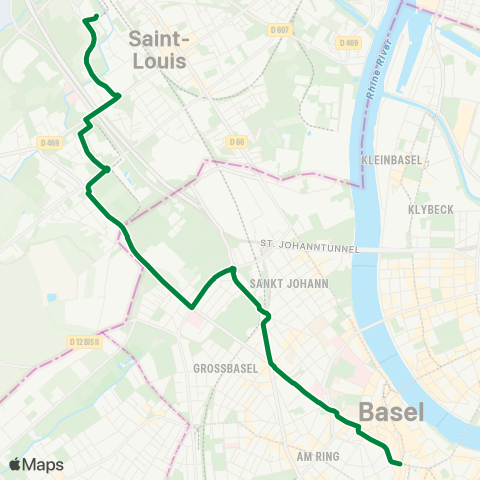 BVB - Basler Verkehrs-Betriebe Basel, Theater - St-Louis, Gare de Saint-Louis map