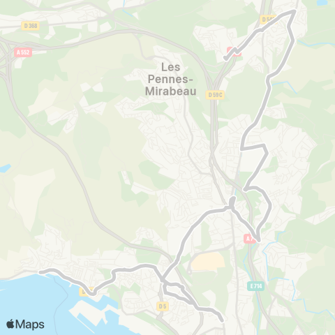 leCar Berre Marseille vers Pennes Mirabeau map