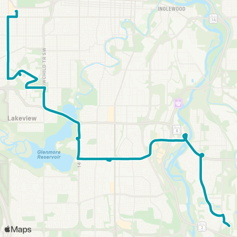 Calgary Transit MAX Teal | 306 map