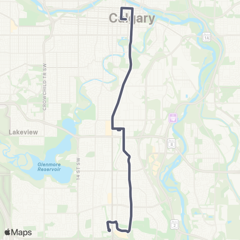 Calgary Transit City Hall / Southcentre map