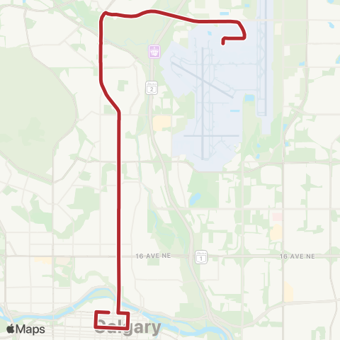 Calgary Transit BRT Airport / City Centre map