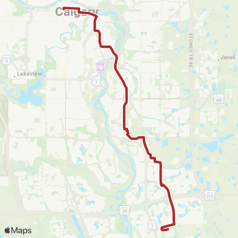 Calgary Transit BRT Southeast / City Centre map