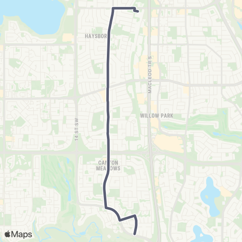 Calgary Transit Heritage Station / Canyon Meadows map