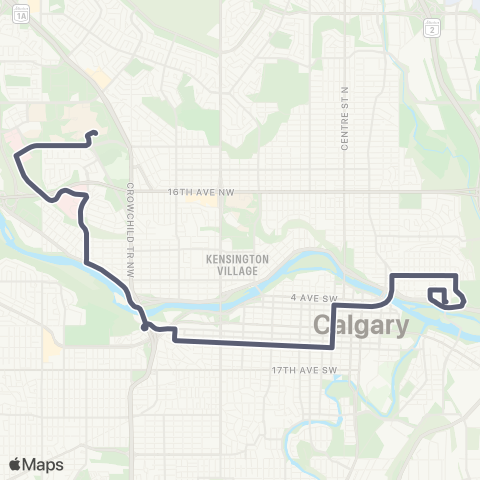 Calgary Transit Bridgeland / University of Calgary map