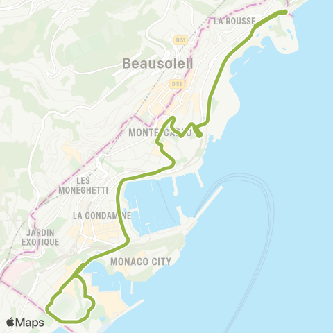 Compagnie des autobus de Monaco Fontvieille - Larvotto map