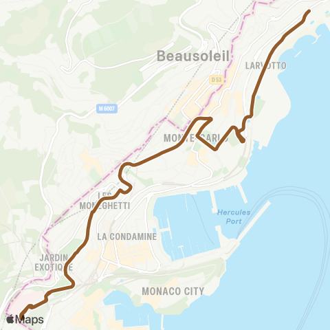 Compagnie des autobus de Monaco Hôpital - Larvotto map