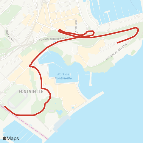 Compagnie des autobus de Monaco Fontvieille - Monaco-Ville map