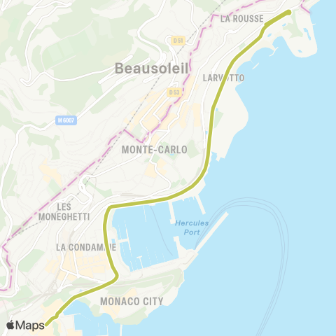 Compagnie des autobus de Monaco Albert II - Larvotto map