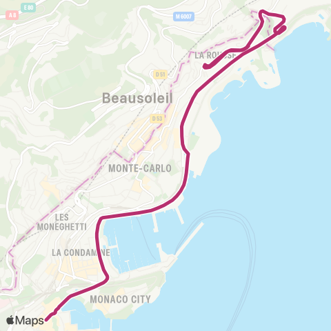 Compagnie des autobus de Monaco Albert II - Saint-Roman map