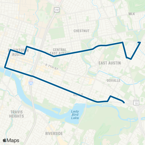 CapMetro Rosewood / Cesar Chavez map