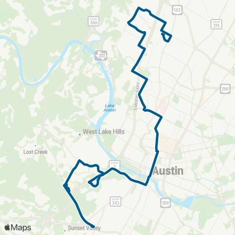 CapMetro Barton Creek / Bull Creek map