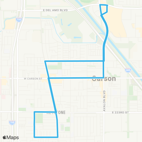 Carson Transport Carson Circuit Route B map