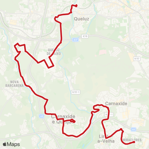 Carris Metropolitana Linda-A-Velha (Esc Secundária) - Queluz - Belas (Estação) map