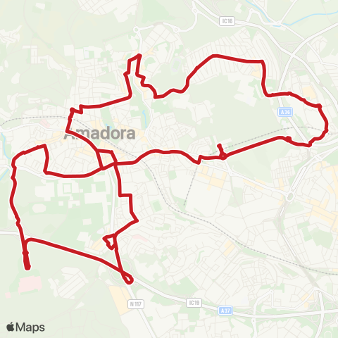 Carris Metropolitana Amadora (Hospital) via Alfornelos| Circular map