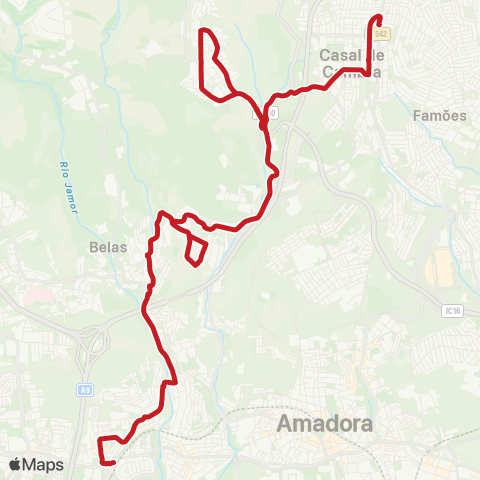 Carris Metropolitana Casal Cambra (Igreja) - Monte Abraão (Estação) map