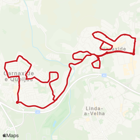 Carris Metropolitana Carnaxide via Queijas | Circular map
