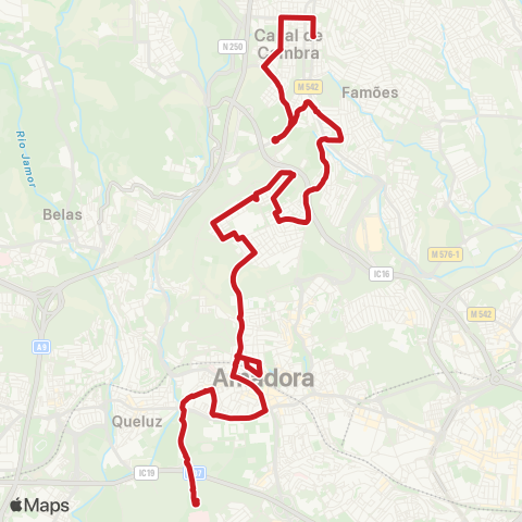 Carris Metropolitana Amadora (Hospital) - Casal De Cambra (C. Saúde) map