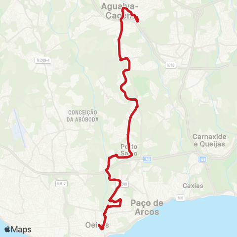 Carris Metropolitana Agualva-Cacém (Estação) - Oeiras (Estação) map