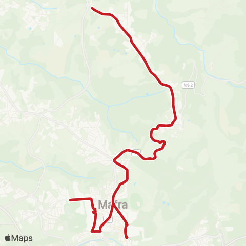 Carris Metropolitana Barreiralva - Mafra (Parque Desportivo) map