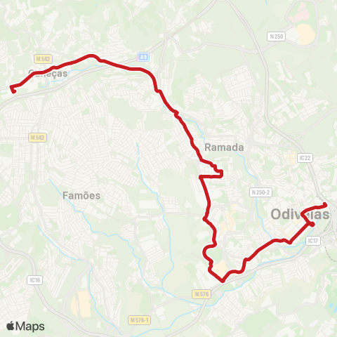 Carris Metropolitana Caneças (Esc. Secundária) - Odivelas (Metro) map