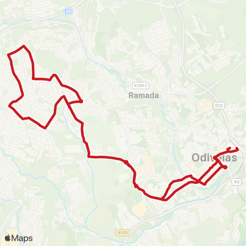 Carris Metropolitana Odivelas (Metro) - Famões | Circular map