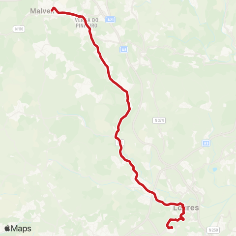 Carris Metropolitana Loures (C. Comercial) - Malveira (Terminal) map