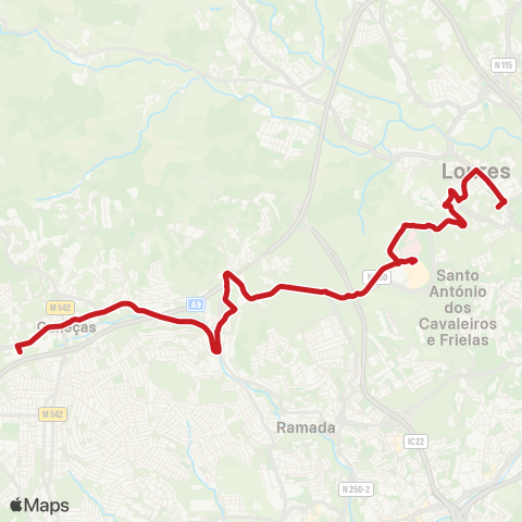 Carris Metropolitana Caneças (Esc. Secundária) - Loures (Super) map