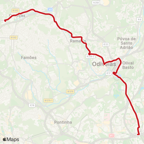 Carris Metropolitana Caneças (Esc. Secundária) - Lisboa (C. Grande) V Sr. Roubado (Metro) map