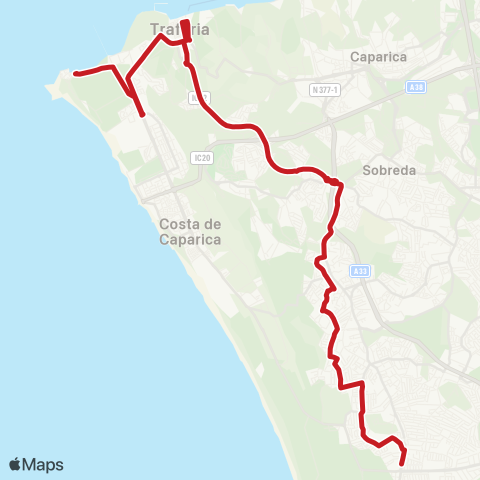 Carris Metropolitana Charneca Da Caparica - Cova Do Vapor map