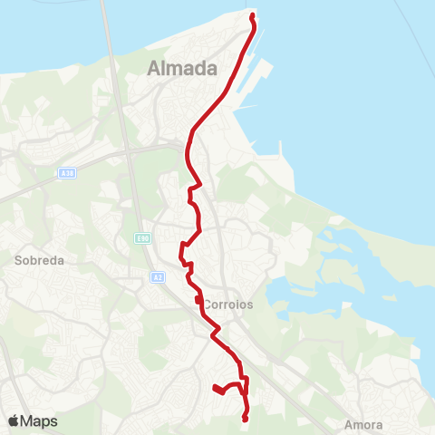 Carris Metropolitana Cacilhas (Terminal) - Santa Marta Do Pinhal (Cemitério) map