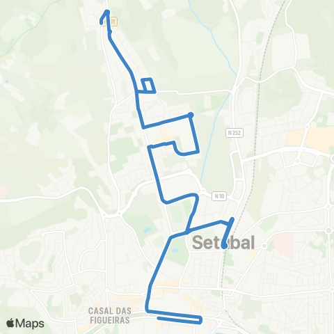 Carris Metropolitana Ferro Engomar (Terminal) - Setúbal (Av. Luísa Todi) via Amoreiras map