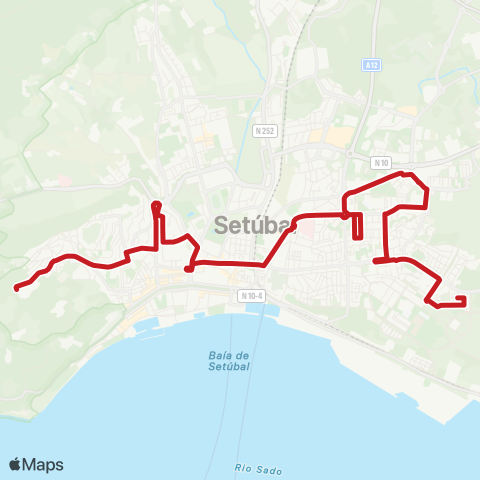 Carris Metropolitana Setúbal (Bº Quinta Santo António) - Setúbal (Bº Viso) via Montebelo map