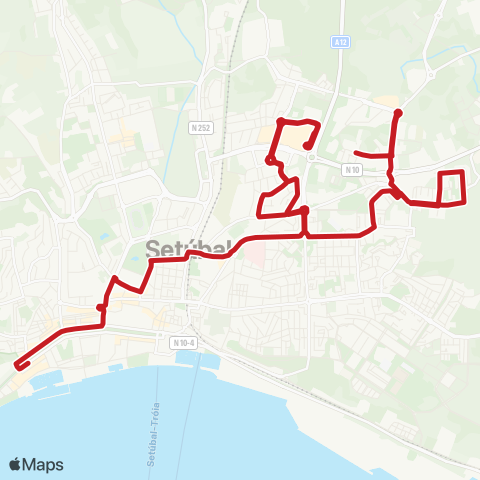 Carris Metropolitana Setúbal (Monte Belo Norte) - Setúbal (Saboaria) via Centro Comercial map