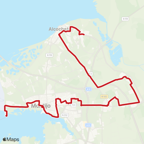Carris Metropolitana Alcochete (Freeport) - Montijo (Terminal Fluvial) via Atalaia E Passil map
