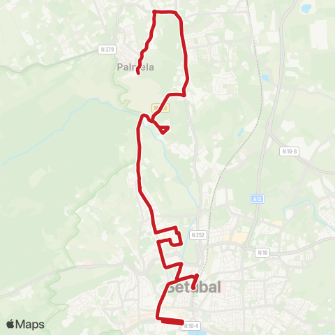 Carris Metropolitana Palmela (Alameda Nun'Álvares Pereira) - Setúbal (Av. Luísa Todi) map