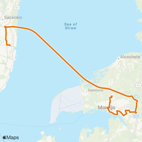 Carris Metropolitana Montijo (Urb. Alto Dos Moinhos) - Lisboa (Oriente) map