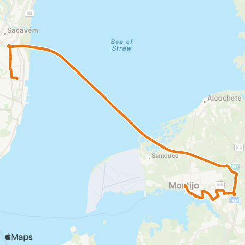 Carris Metropolitana Lisboa (Oriente) - Montijo (Terminal Rodoviário) map