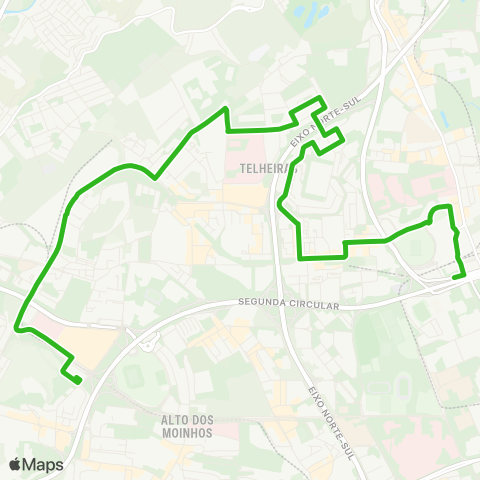 Carris Campo Grande (Metro) - Colégio Militar (Metro) map